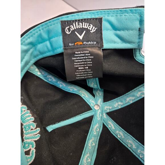Callaway Pukka Golf Black Green Pattern Lined Hat Cat Adjustable RARE - Picture 5 of 6